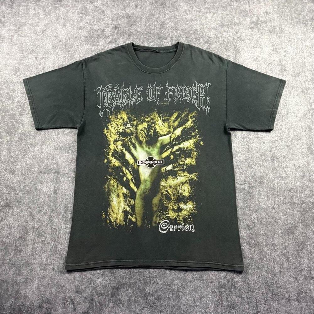 Vintage 2003 Cradle of Filth Carrion Smell the Grave Blue Grape Black Metal Tee
